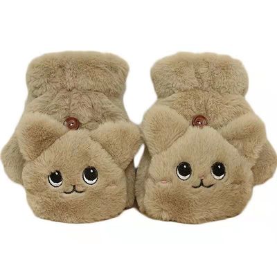 De studenten schrijven in de Winter Mooie Halve Vinger Flip Housework Plush Glove