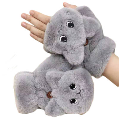 De studenten schrijven in de Winter Mooie Halve Vinger Flip Housework Plush Glove