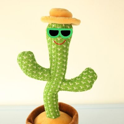 Het lichtgevende Dansende en Sprekende Elektrische Stuk speelgoed van de Cactuspluche