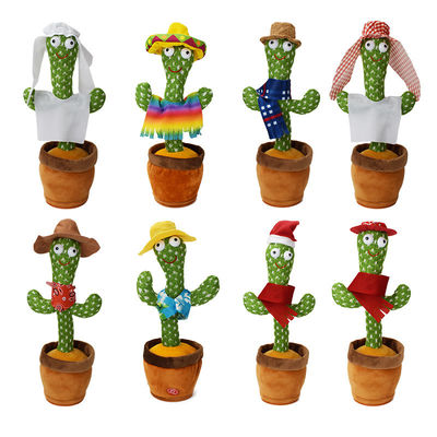 Het lichtgevende Dansende en Sprekende Elektrische Stuk speelgoed van de Cactuspluche