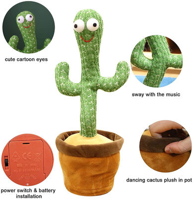 Het lichtgevende Dansende en Sprekende Elektrische Stuk speelgoed van de Cactuspluche